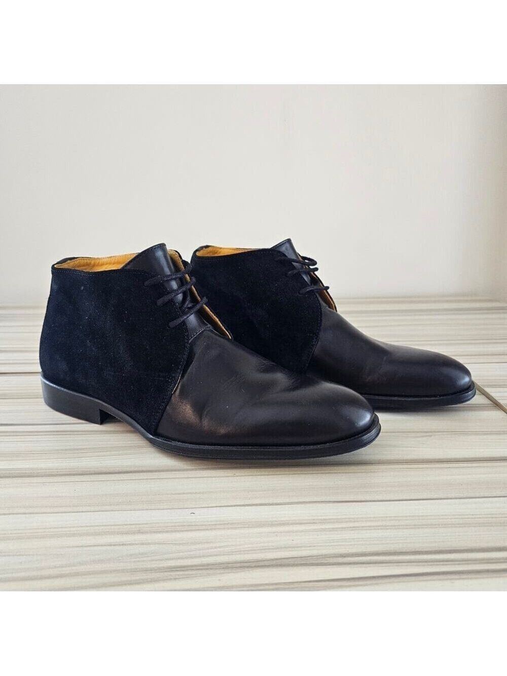 Undandy Black Suede Leather Lace Up Chukka Ankle Boot Size 38 US 6